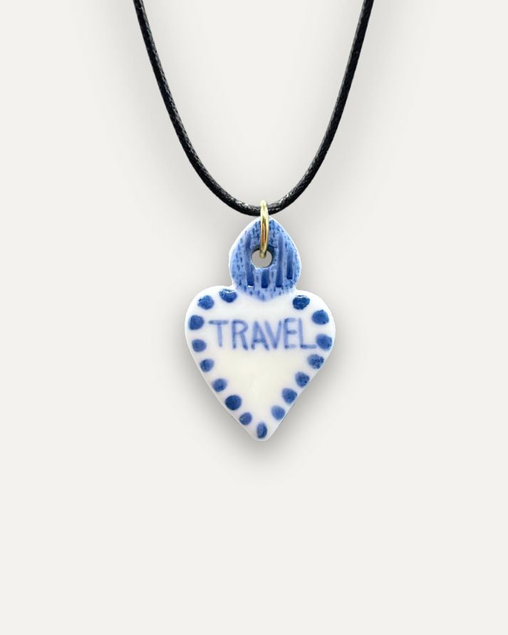 Charm in Porcellana Cuore Travel Blu