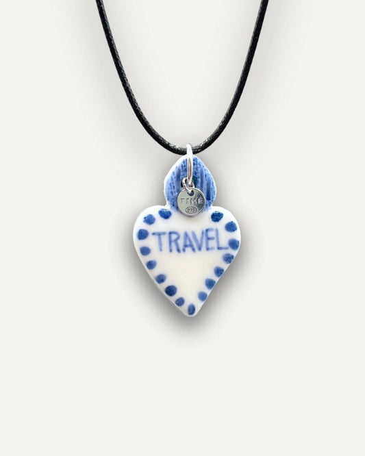 Charm in Porcellana Cuore Travel Blu