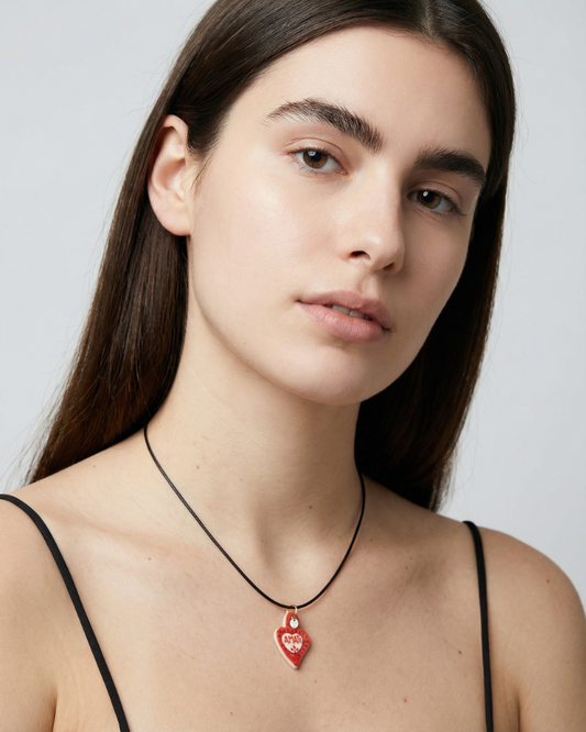 Red Amati Sacred Heart Porcelain Charm