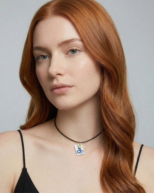Blue Energetic Rectangle Porcelain Charm