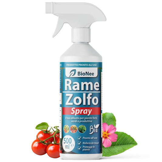Spray de Cobre e Enxofre 500 ml – Tratamento natural pronto para uso para plantas ornamentais, frutíferas, horta e jardim – Com cobre, enxofre, caulim e microelementos