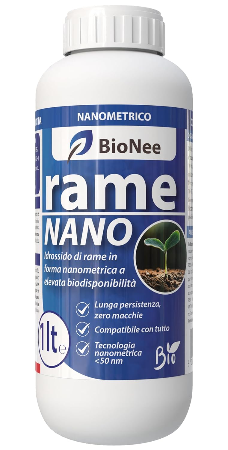 Cuivre Nano Bionee 1 kg – Engrais Liquide avec Hydroxyde de Cuivre Nanométrique <50 nm – Haute Adhérence, Libération Contrôlée et Longue Persistance – Pour Vigne, Olivier, Légumes et Fruitiers
