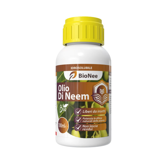 Olio di Neem Biologico Idrosolubile 100 ml – Emulsione Solubile in Acqua per Piante, Protezione Naturale contro Parassiti e Malattie, Adatto per Agricoltura Biologica