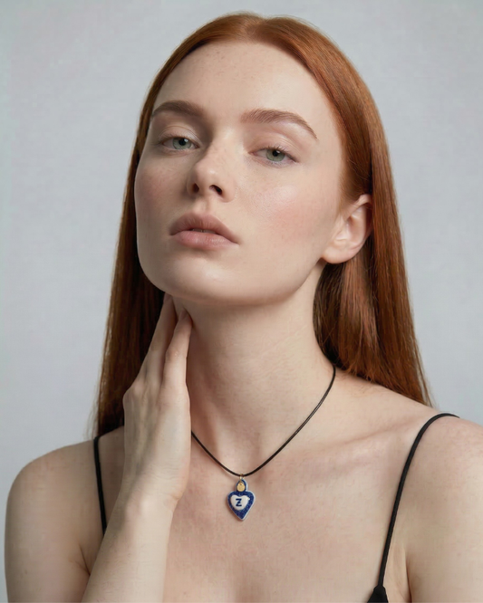 Porcelain Charm Blue Heart - Letter Z