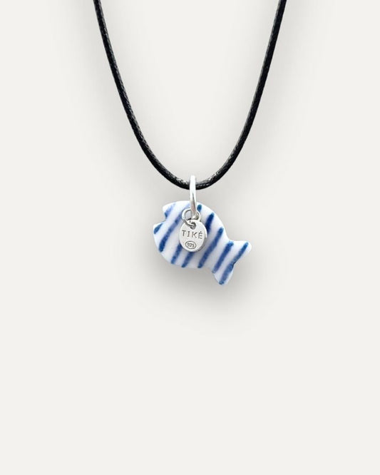 Charm in Porcellana Pesce Blu Righe