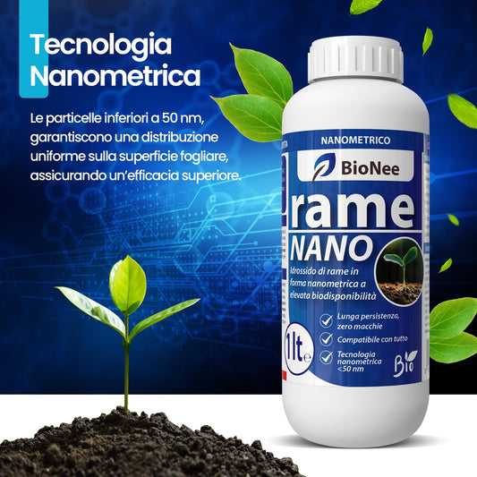 Cobre Nano Bionee 1 kg – Fertilizante Líquido com Hidróxido de Cobre Nanométrico <50 nm – Alta Aderência, Liberação Controlada e Longa Persistência – Para Videira, Oliveira, Hortaliças e Frutíferas