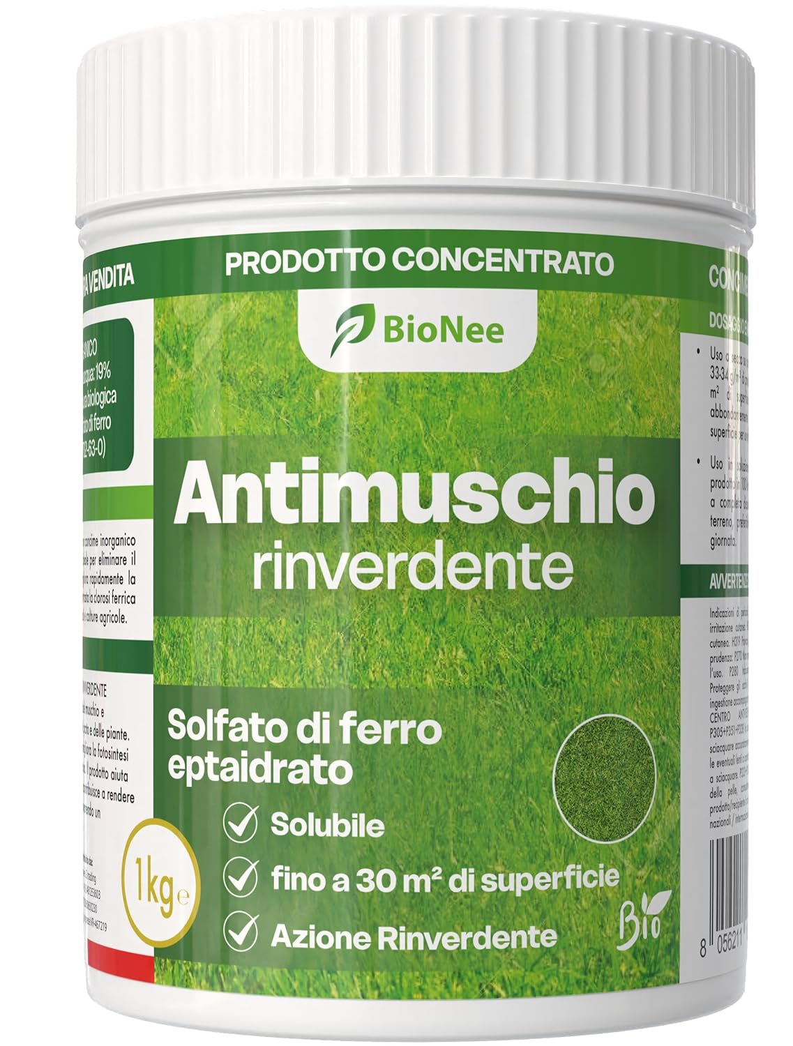 ANTIMOUSSE REVITALISANT 1kg – Sulfate de Fer Concentré – Action Rapide contre la Mousse, Chlorose Ferrique et Revitalisation de la Pelouse – Autorisé en Agriculture Biologique