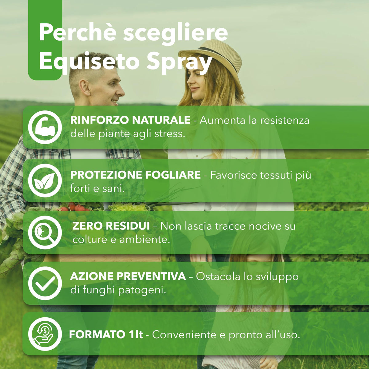 Equiseto Spray 1 l | Pronto all’Uso | Protettivo Naturale Preventivo | Difesa contro Oidio e Peronospora | Per Orti, Frutteti e Colture Biologiche