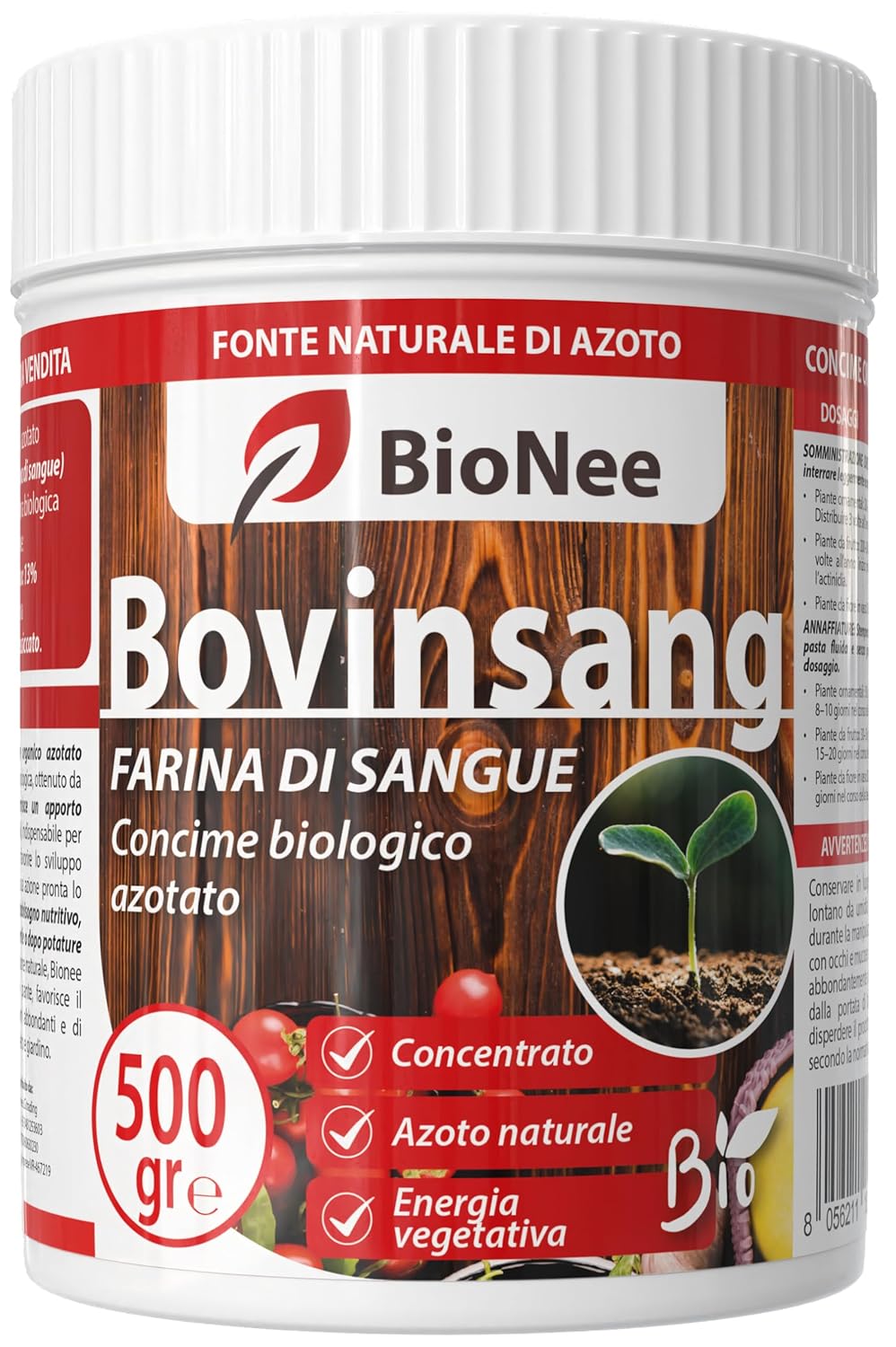 Bovinsang – Engrais Organique Azoté Naturel N 13 | Azote à Effet Immédiat | Autorisé en Agriculture Biologique | Pour Légumes, Verger et Jardin 500 gr