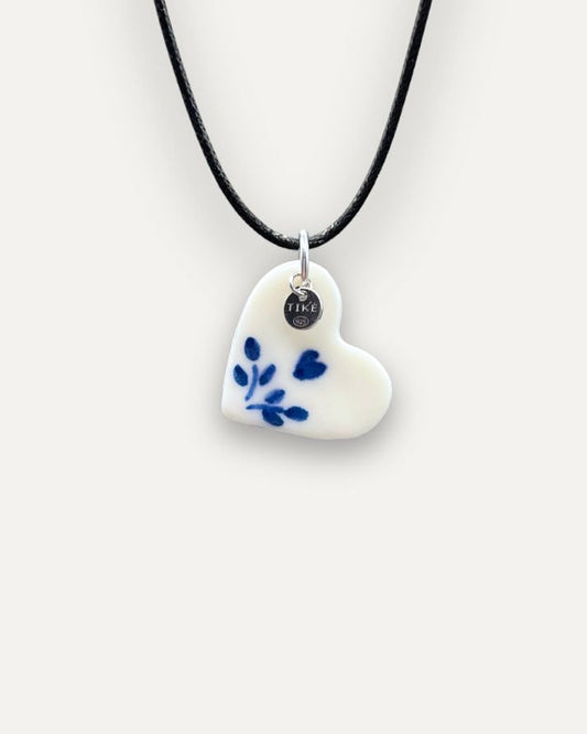 Charm in Porcellana Cuore Blu Fiorito