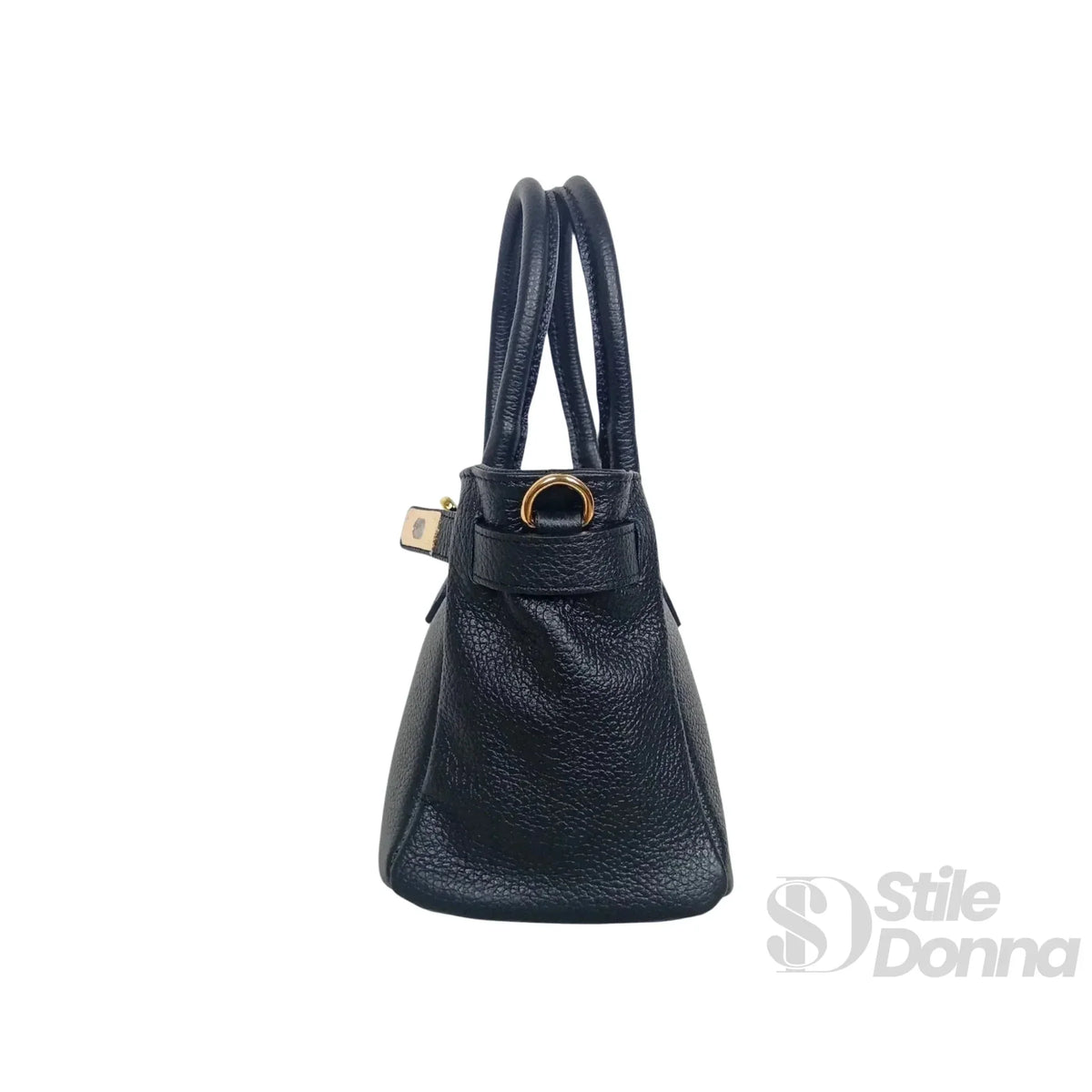 Sac à main en cuir véritable avec détails dorés
