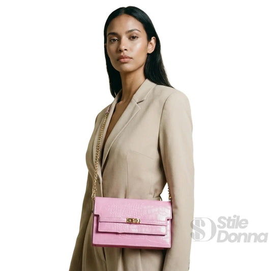 Pink Crocodile-Effect Bag