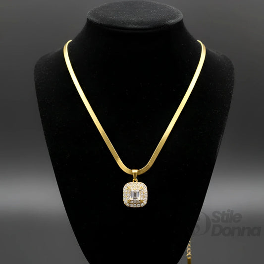 Gold Herringbone Initial Necklace