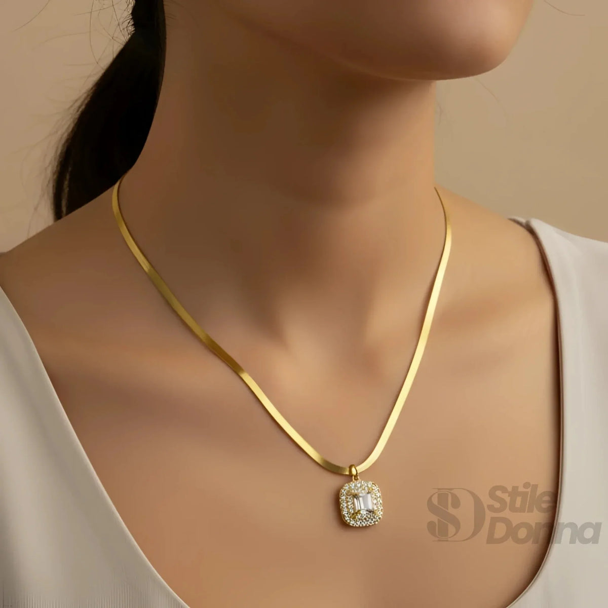 Collana Herringbone Oro con Iniziale