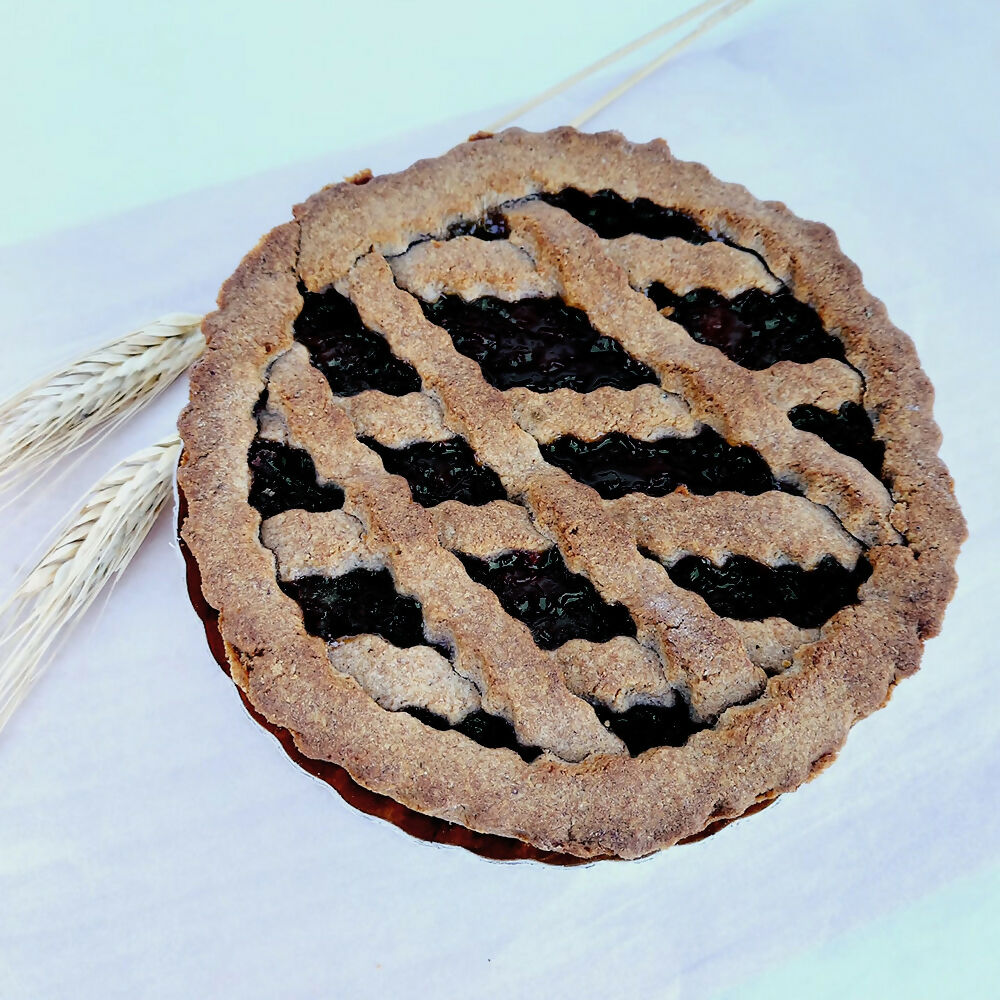 Crostatina vegana integrale con confettura di mirtilli 70g - Confezione da 6 pezzi.