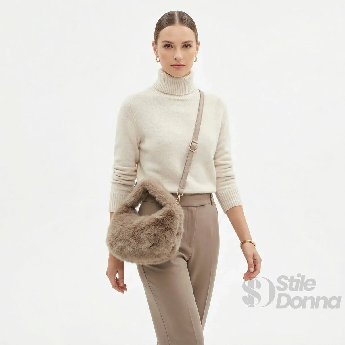 Mini sac hobo en fourrure synthétique