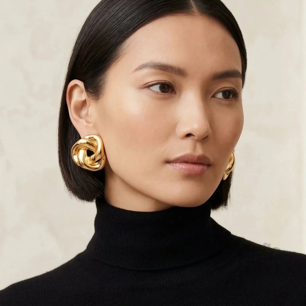 Chunky Knot Gold-Tone Steel Earrings