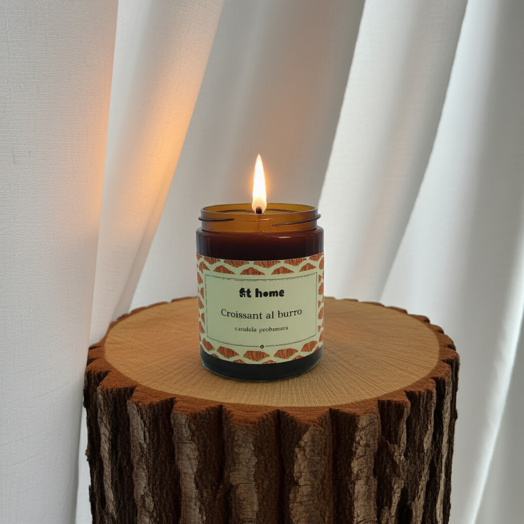 Handgemachte Kerze aus Naturwachs – Buttercroissant