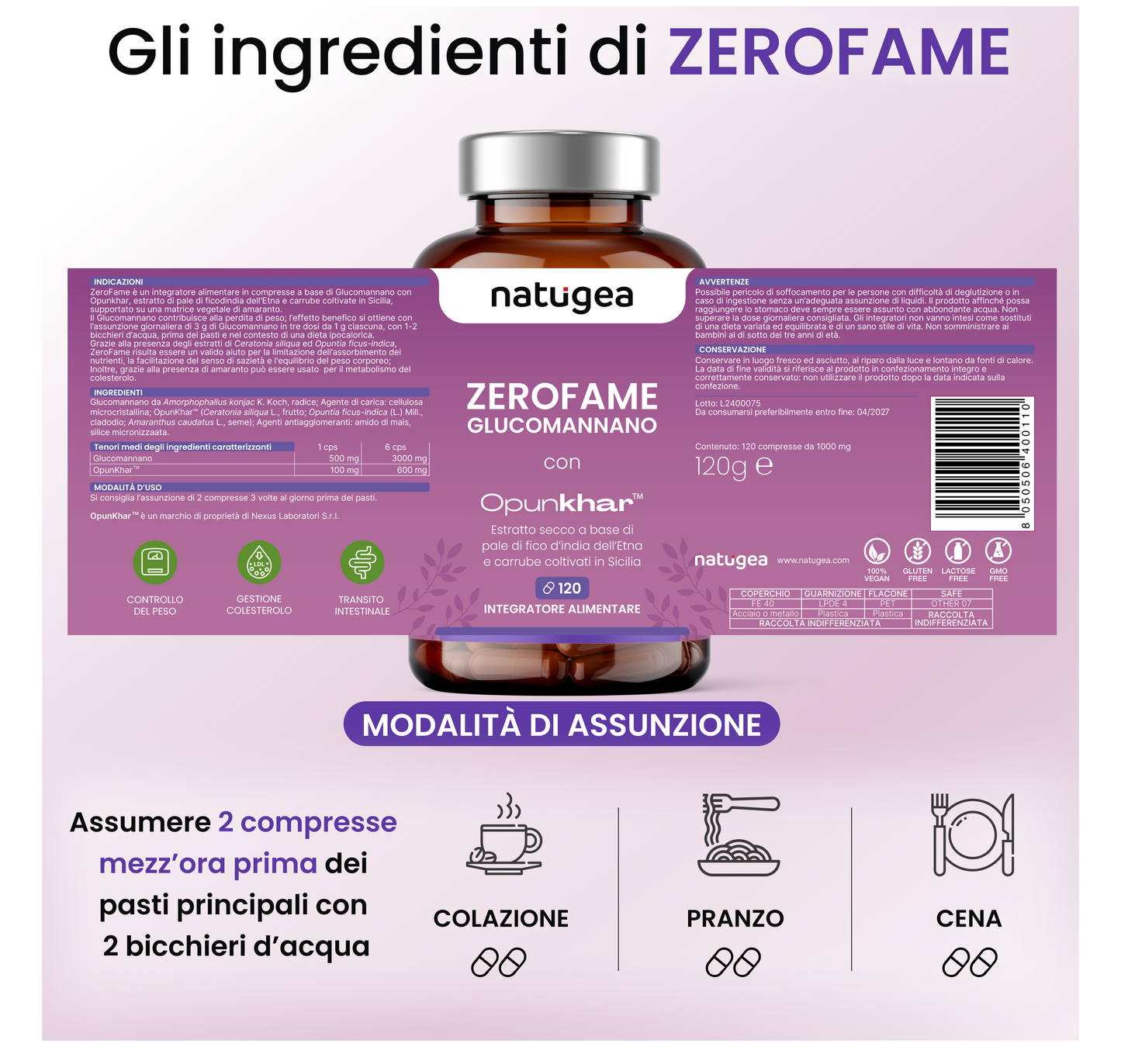 Glucomannano ZEROFAME con Konjac e Opunkhar