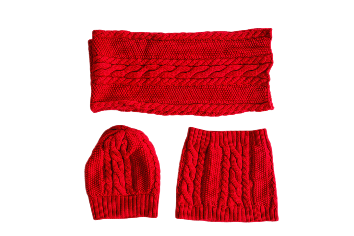 Punto Maglia Kit: cachecol, gorro e gola em lã Merino