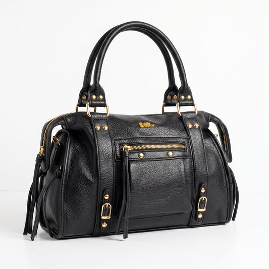 Black Faux Leather Handbag