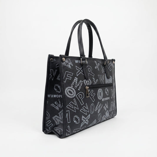 Black Handbag with Print