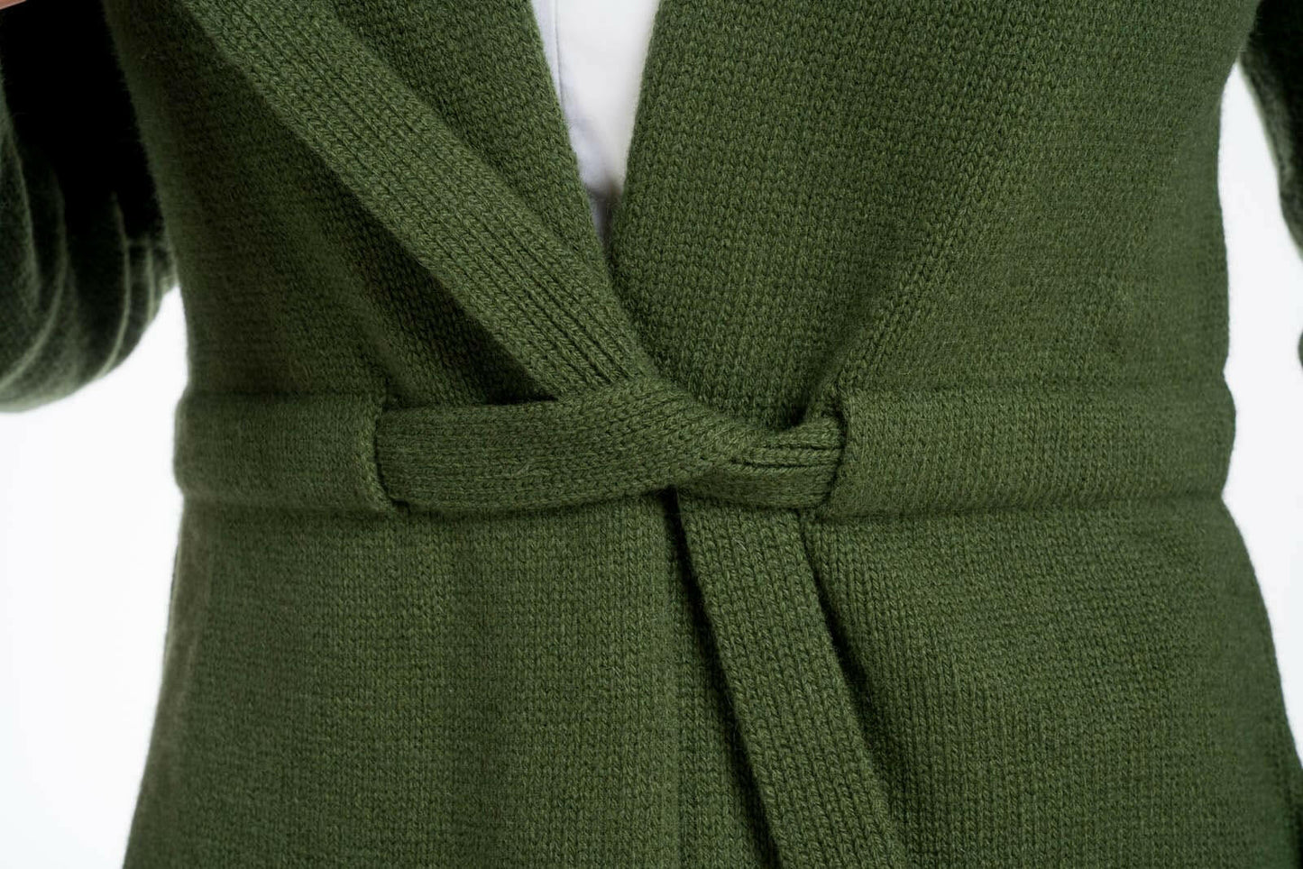 Orchidea: cárdigan largo de mujer en lana y cachemira con cinturón