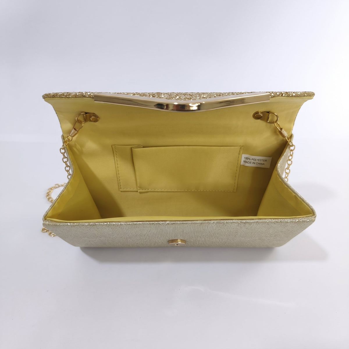Clutch Busta con Patta Glitter Oro
