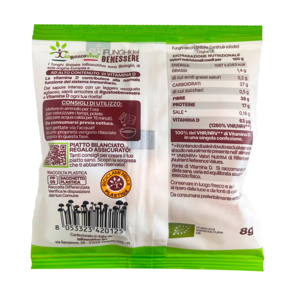 Funghi Shiitake secchi a Fette BIO 8g