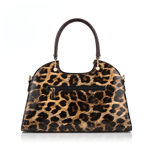 Gia Animal-Print Handbag with Teddy Bear Charm