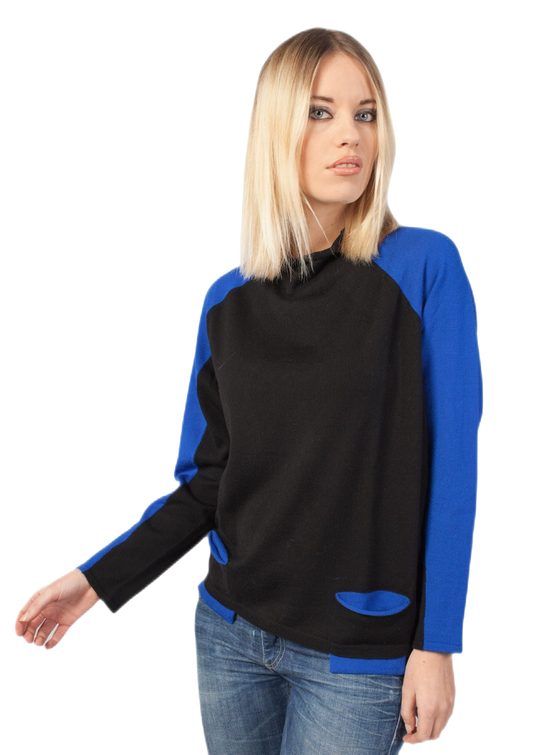 Rondine: camiseta de mujer raglán bicolor con mangas murciélago