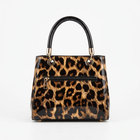 Milano Animal-Print Handbag with Scarf and Teddy Bear Charm