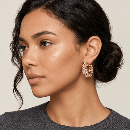 Hoop Earrings with Beads and Crystals