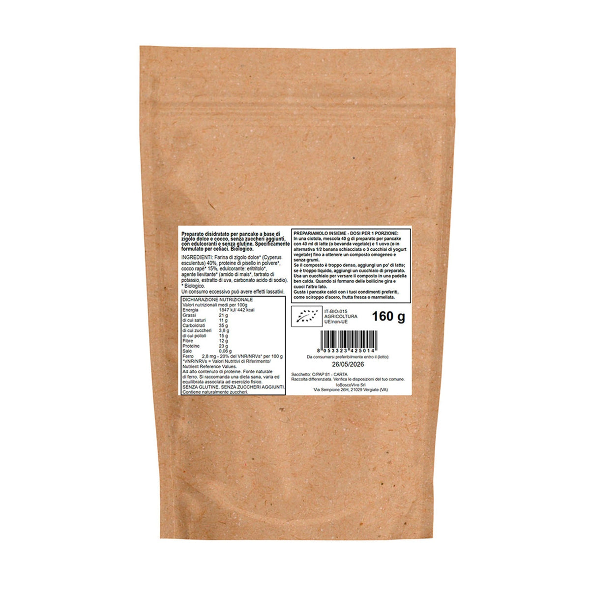 Mezcla para tortitas proteicas de coco y champiñones orgánicos, sin gluten, 160 g