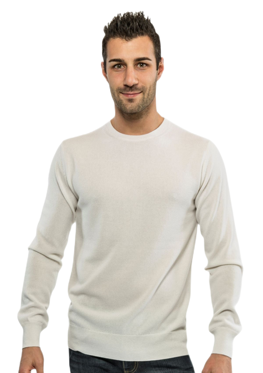 G Man Latte: suéter masculino gola redonda em fibra de leite