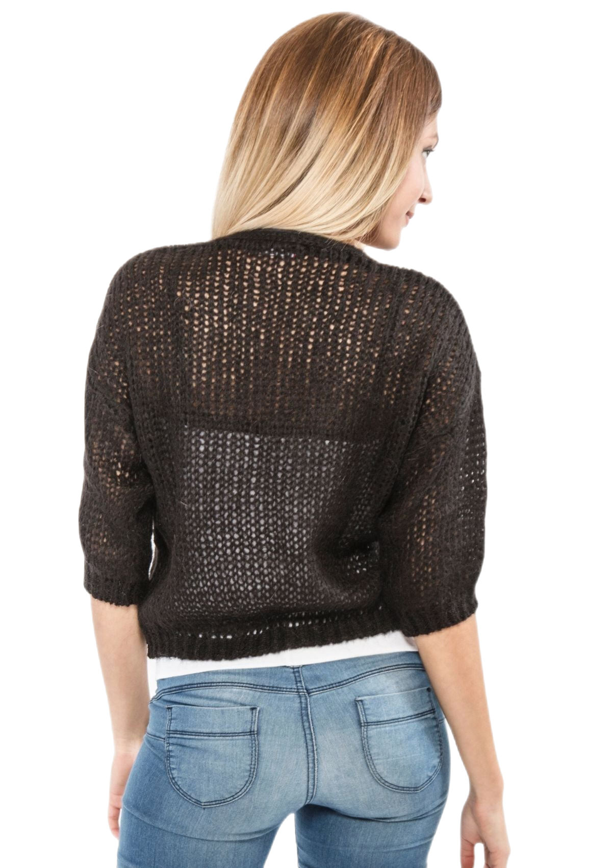 Maria: chaqueta de mujer en mohair sin botones, suave y ligera