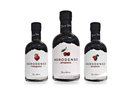 Agrodensi Nostrale Gourmet alla melagrana, amarena e lampone su sfondo bianco