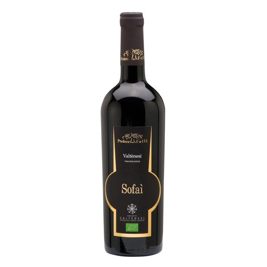 Bottiglia di vino rosso biologico del Lago di Garda
