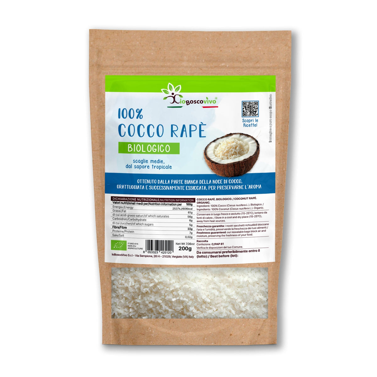 100% BIO Kokosraspel - 200g Ideal für die ketogene Diät
