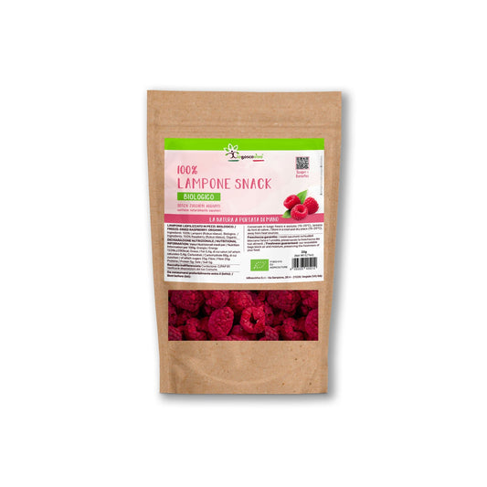 Snack de frambuesas liofilizadas enteras 100% orgánicas - 20 g