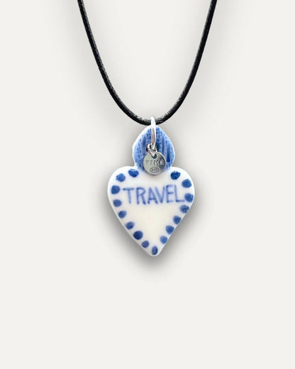 Charm in Porcellana Cuore Travel Blu