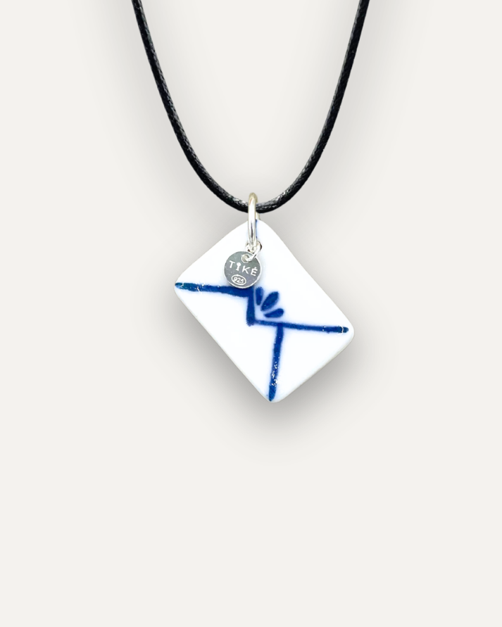 Blue Envelope Porcelain Charm