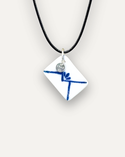 Blue Envelope Porcelain Charm