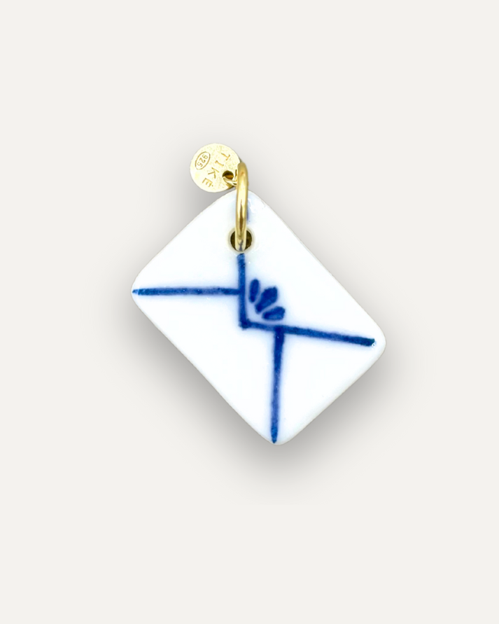 Blue Envelope Porcelain Charm
