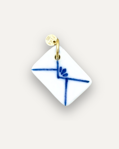 Blue Envelope Porcelain Charm