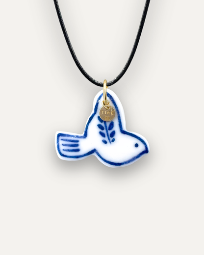 Porzellan-Charm Blaue Taube