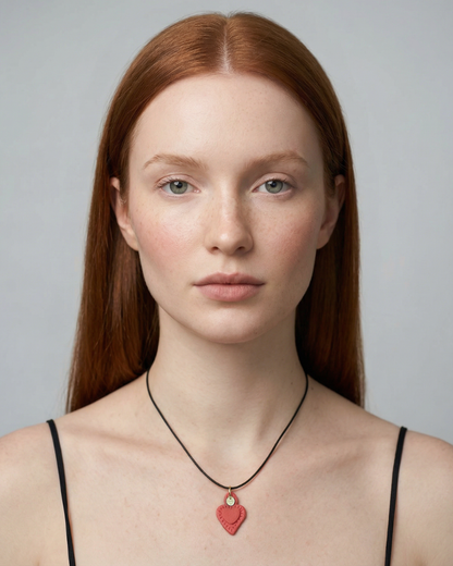 Satin red heart porcelain charm