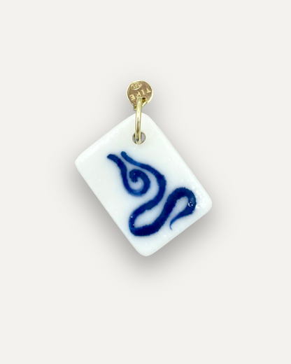 Blue Energetic Rectangle Porcelain Charm