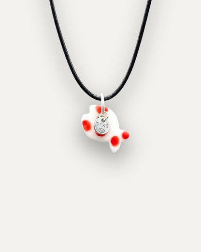 Red Fish with Dots Porcelain Charm