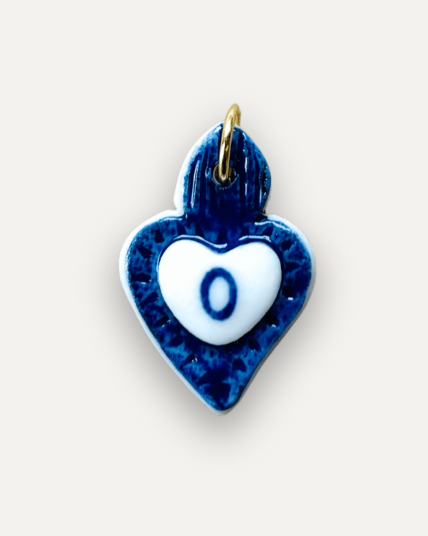 Charm in Porcellana Cuore Blu - Lettera O